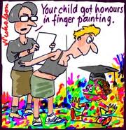 an A in finger painting